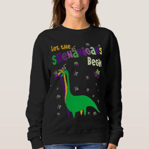 Let The Shenanigans Begin Dinosaur Dino Mardi Gra Sweatshirt