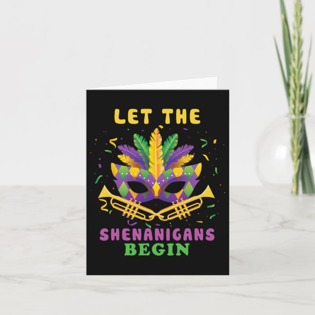 Let The Shenanigans Begin Funny Mardi Gras Parade  Card (Front)