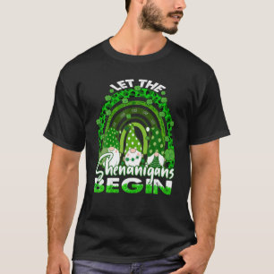 Let The Shenanigans Begin Gnome Rainbow St Patrick T-Shirt