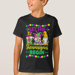 Let The Shenanigans Begin Gnomes Mardi Gras Kids M T-Shirt