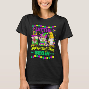Let The Shenanigans Begin Gnomes Mardi Gras Kids M T-Shirt