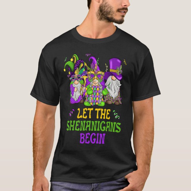Let The Shenanigans Begin Gnomes Mardi Gras  Men W T-Shirt (Front)
