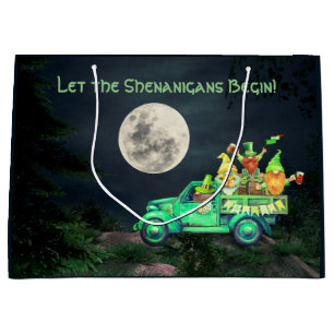 Let the Shenanigans Begin Irish Gnomes Full Moon Large Gift Bag