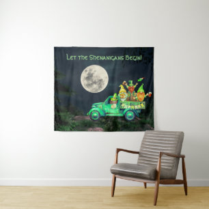 Let the Shenanigans Begin Irish Gnomes Full Moon Tapestry