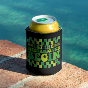 Let The Shenanigans Begin Irish Groovy Retro Can Cooler