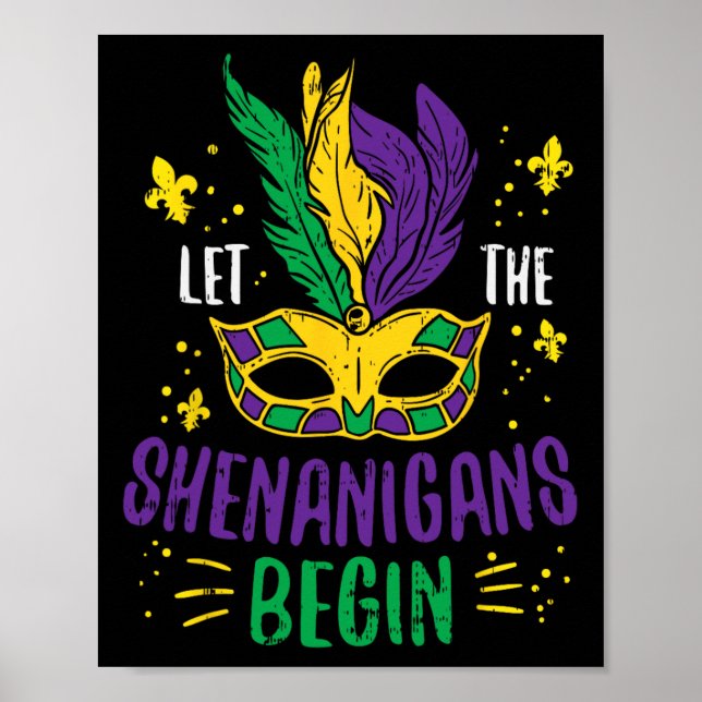 Let The Shenanigans Begin Jester Funny Mardi Gras  Poster (Front)