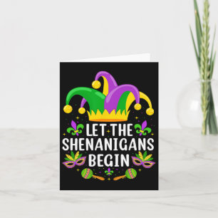 Let The Shenanigans Begin Jester Mask Costume Mard Card