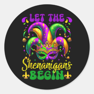 Let The Shenanigans Begin Mardi Gras 2025 Kids Men Classic Round Sticker