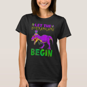 Let The Shenanigans Begin Mardi Gras Dinosaur Kids T-Shirt