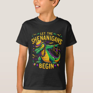 Let The Shenanigans Begin Mardi Gras Dinosaur T-re T-Shirt