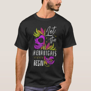 Let The Shenanigans Begin Mardi Gras Gnomes Kids M T-Shirt
