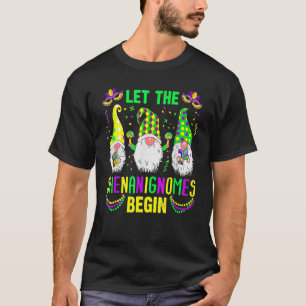 Let The Shenanigans Begin Mardi Gras Gnomes Kids M T-Shirt