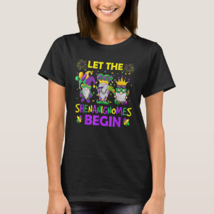 Let The Shenanigans Begin Mardi Gras Gnomes Kids M T-Shirt