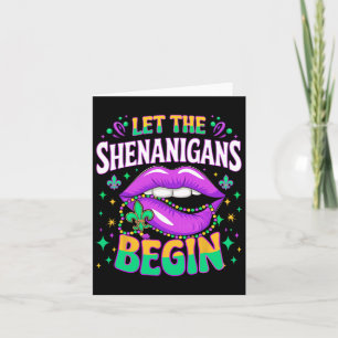 Let The Shenanigans Begin Mardi Gras Kiss Lips Card