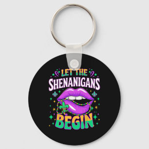 Let The Shenanigans Begin Mardi Gras Kiss Lips Key Ring
