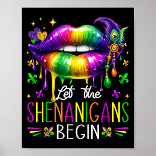 Let The Shenanigans Begin Mardi Gras Lip Kids Men Poster