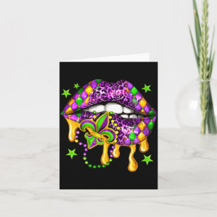Let the shenanigans begin mardi gras lips carnival card