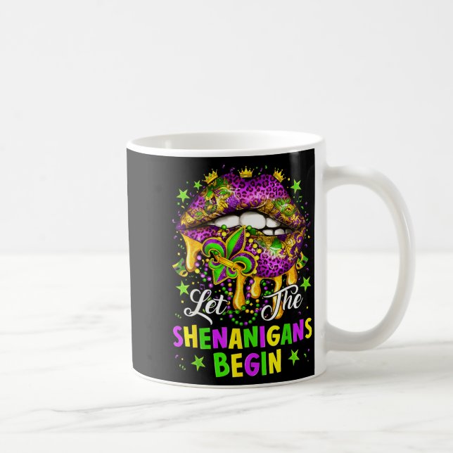 Let The Shenanigans Begin Mardi Gras Lips Girl Wom Coffee Mug (Right)