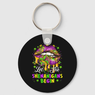 Let The Shenanigans Begin Mardi Gras Lips Girl Wom Key Ring