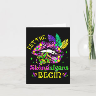 Let The Shenanigans Begin Mardi Gras Lips Kids Men Card