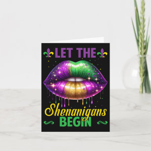 Let The Shenanigans Begin Mardi Gras Lips Kids Men Card