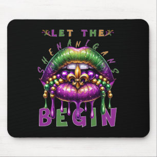 Let The Shenanigans Begin Mardi Gras Lips Kids Men Mouse Mat