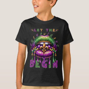 Let The Shenanigans Begin Mardi Gras Lips Kids Men T-Shirt
