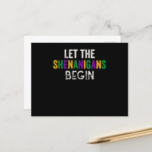 Let The Shenanigans Begin Mardi Gras Postcard
