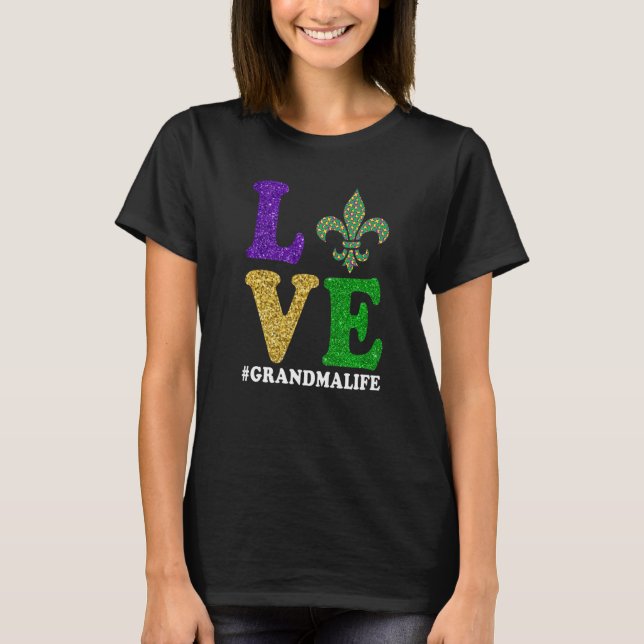 Let The Shenanigans begin Mardi Gras y'all grandma T-Shirt (Front)
