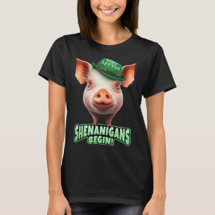 Let The Shenanigans Begin Piggy Leprechaun St Patr T-Shirt