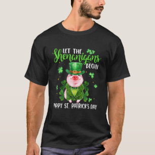 Let The Shenanigans Begins Pig Lover Farmer St Pat T-Shirt
