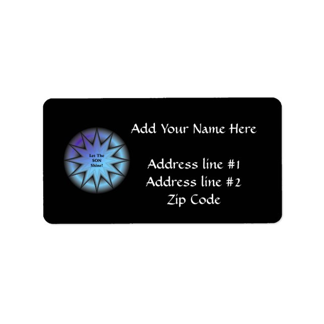 "Let the Son shine" sunburst in blue Label (Front)