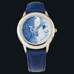 Let the Sun Shine In Blue Watch<br><div class="desc">This whimsical watch displays a young girl opening her door to the sun. It can be personalised with a line of text. Great gift for any girl.</div>