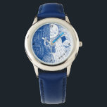 Let the Sun Shine In Blue Watch<br><div class="desc">This whimsical watch displays a young girl opening her door to the sun. It can be personalised with a line of text. Great gift for any girl.</div>