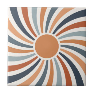 Let the sunshine in colourful retro style design tile