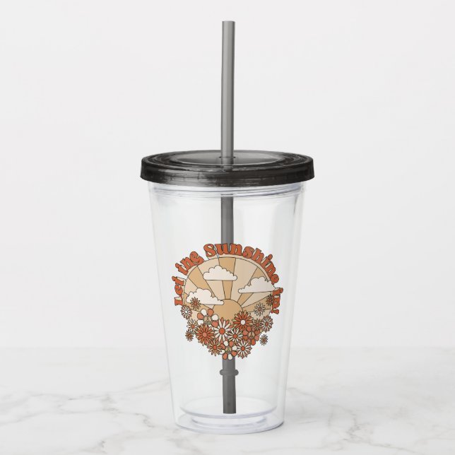 Let the Sunshine In Groovy Daisy Hippie Flowers Acrylic Tumbler (Front)