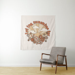 Let the Sunshine In Groovy Daisy Hippie Flowers Tapestry