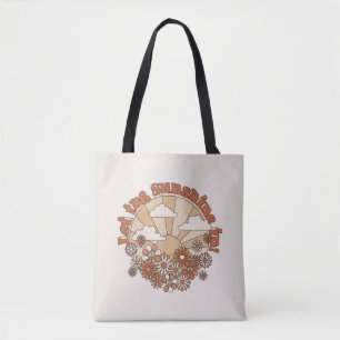 Let the Sunshine In Groovy Daisy Hippie Flowers Tote Bag
