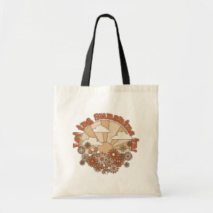 Let the Sunshine In Groovy Daisy Hippie Flowers Tote Bag