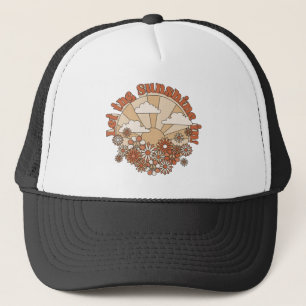 Let the Sunshine In Groovy Daisy Hippie Flowers Trucker Hat