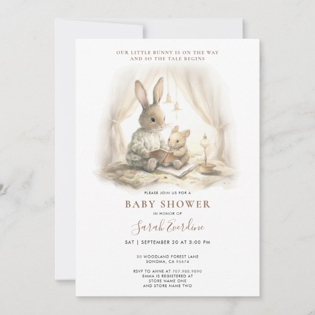 Let The Tale Begin Bunny Baby Shower Invitation (Front)