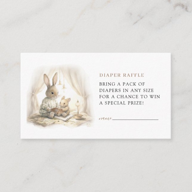 Let The Tale Begin Neutral Bunny Baby Shower Enclosure Card (Front)