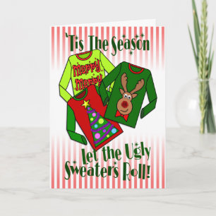 "Let the Ugly Sweaters Roll" Funny Holiday Photo Card