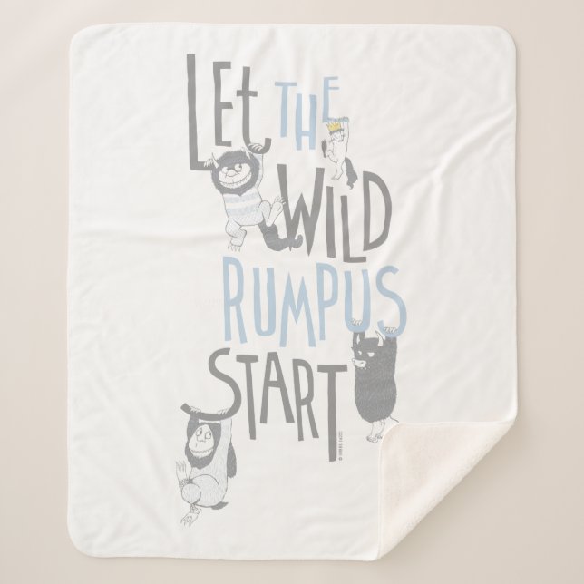 Let the Wild Rumpus Start - Blue Sherpa Blanket (Front)