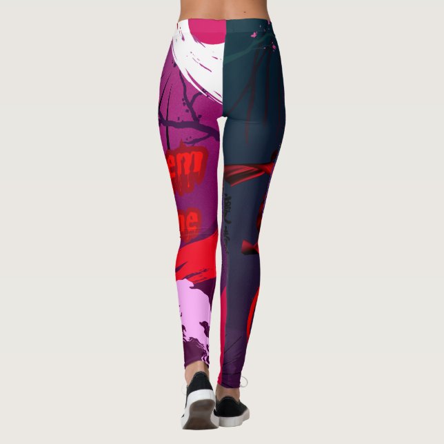 ⛈️🥷Let Them Come, Anime Manga Girl Powers🥷⛈️ Leggings (Back)