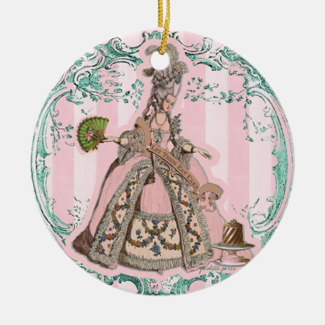 Let Them Eat Cake Marie Antoinette Pink Ornament (Front)