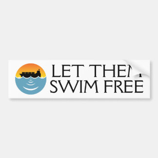 let them swim free stop ocean noise pollution bumper sticker