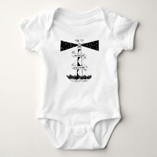 LET THERE BE LIGHT lighthouse black and white Baby Bodysuit