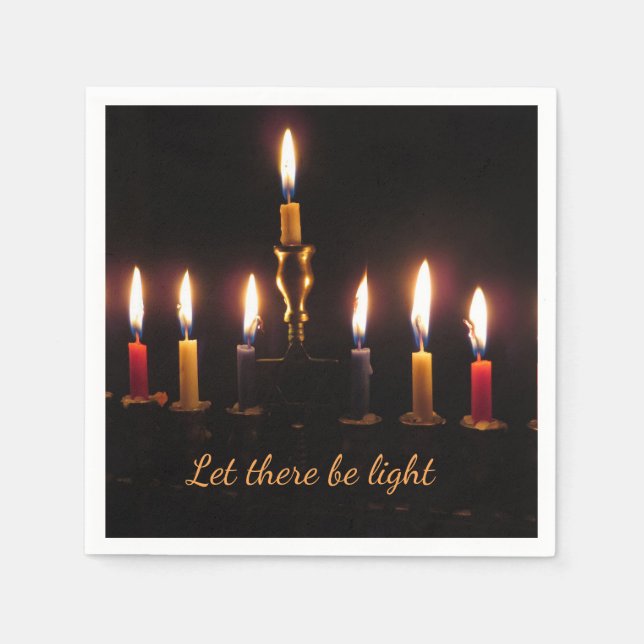 Let there be light menorah Hanukkah cocktail npkin Napkin (Front)