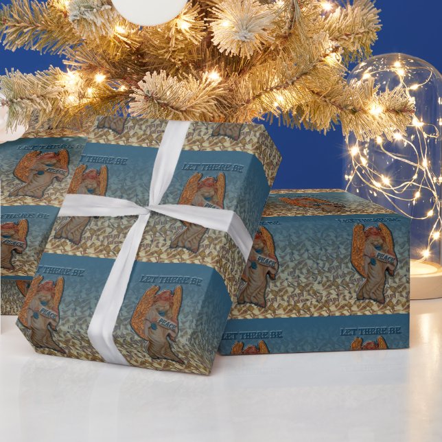 Let There Be Peace Angel Bows Wrapping Paper (Holidays)